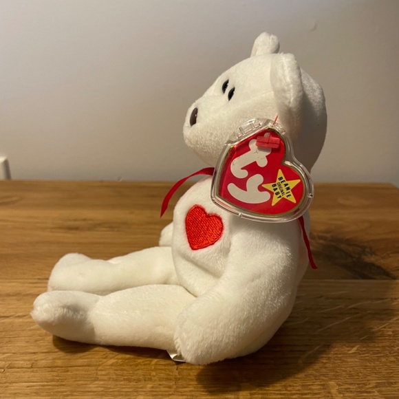 Ty Beanie Babies Valentino Bear White Red Heart 1994 – New Tag Protector VINTAGE - Picture 10 of 10